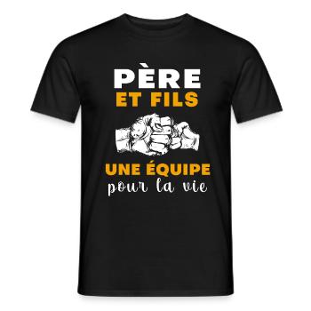 Vater, Sohn, Team fürs Leben, Papa erschossen, Punkt - Männer T-Shirt - Schwarz - Vorne - AI Model Male 178 light (178cm)
