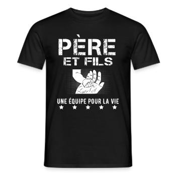 père et fils main cadeau papa - T-shirt homme - noir - Devant - AI Model Male 178 light (178cm)