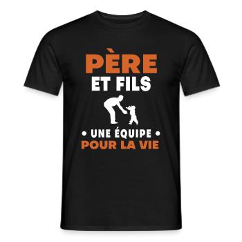 père fils papa duo homme cadeau fête des pères - T-shirt homme - noir - Devant - AI Model Male 178 light (178cm)