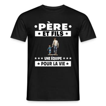 Father & Son Dad Duo Man Team Life Father's Day - Men's T-Shirt - black - Front - AI Model Male 178 light (178cm)