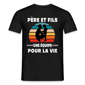 Vater und Sohn Vintage Retro Vatertag - Männer T-Shirt - Schwarz - Vorne - AI Model Male 178 light (178cm)