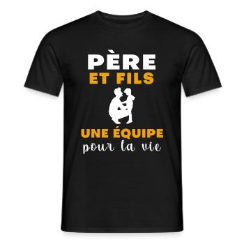 Père fils équipe pour la vie fête des pères - T-shirt homme - noir - Devant - AI Model Male 178 light (178cm)
