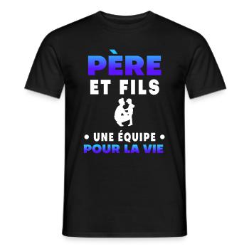 père fils fête des pères équipe duo homme - T-shirt homme - noir - Devant - AI Model Male 178 light (178cm)
