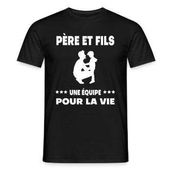 fête des pères père et fils duo homme équipe - T-shirt homme - noir - Devant - AI Model Male 178 light (178cm)