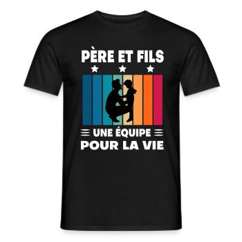 Father and Son Man Vintage Father's Day - Men's T-Shirt - black - Front - AI Model Male 178 light (178cm)