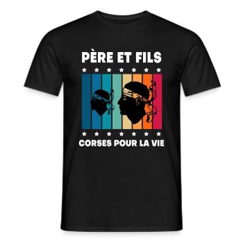 Father and son vintage Corsican dad - Men's T-Shirt - black - Front - AI Model Male 178 light (178cm)