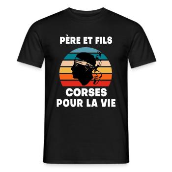 Father and son vintage Corsican dad Corsica - Men's T-Shirt - black - Front - AI Model Male 178 light (178cm)