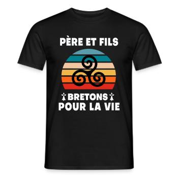 père et fils vintage breton papa bretagne - T-shirt homme - noir - Devant - AI Model Male 178 light (178cm)