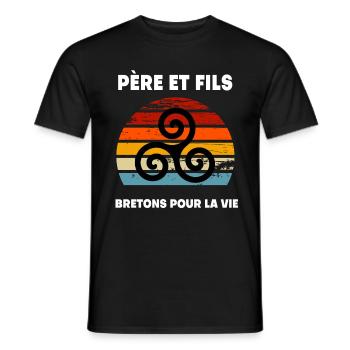 père et fils vintage papa breton bretagne - T-shirt homme - noir - Devant - AI Model Male 178 light (178cm)