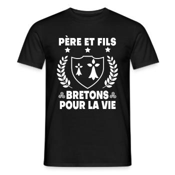 père et fils bretagne papa triskel breton - T-shirt homme - noir - Devant - AI Model Male 178 light (178cm)