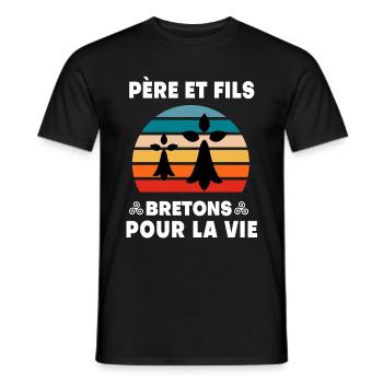 père et fils vintage bretagne papa breton - T-shirt homme - noir - Devant - AI Model Male 178 light (178cm)