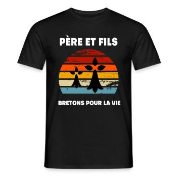 père et fils vintage papa bretagne breton - T-shirt homme - noir - Devant - AI Model Male 178 light (178cm)