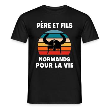 père et fils papa normand normandie - T-shirt homme - noir - Devant - AI Model Male 178 light (178cm)