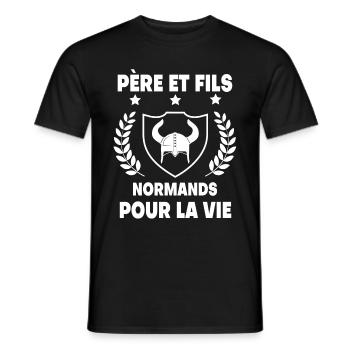 Vater und Sohn Papa Normandie Normandie - Männer T-Shirt - Schwarz - Vorne - AI Model Male 178 light (178cm)