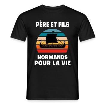 Vater und Sohn Vintage Normandie Normandie - Männer T-Shirt - Schwarz - Vorne - AI Model Male 178 light (178cm)