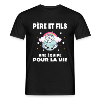 Unicorn father and son duo man team for life - Men's T-Shirt - black - Front - AI Model Male 178 light (178cm)