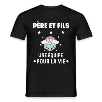 Unicorn father and son team for life duo man - Men's T-Shirt - black - Front - AI Model Male 178 light (178cm)