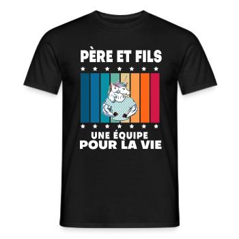 Father and Son Unicorn Man Vintage Gift Dad - Men's T-Shirt - black - Front - AI Model Male 178 light (178cm)