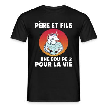 Father and Son Unicorn Retro Vintage Dad Gift - Men's T-Shirt - black - Front - AI Model Male 178 light (178cm)