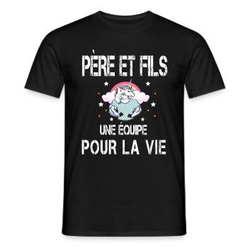 Father and Son Unicorn Gift Dad - Men's T-Shirt - black - Front - AI Model Male 178 light (178cm)