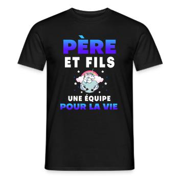 Father Son Unicorn Team For Life Duo Man - Men's T-Shirt - black - Front - AI Model Male 178 light (178cm)
