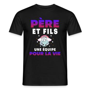 Vater Sohn Einhorn Team für das Leben Geschenk Papa - Männer T-Shirt - Schwarz - Vorne - AI Model Male 178 light (178cm)