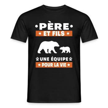 Father and Son Bear Duo Man Team for Life - Men's T-Shirt - black - Front - AI Model Male 178 light (178cm)
