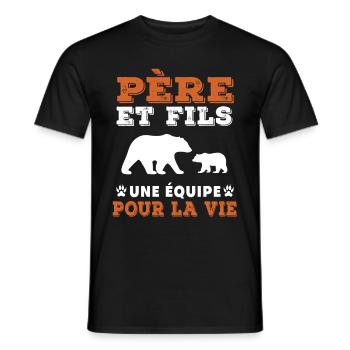 Vater und Sohn Bär, ein Team fürs Leben, Papa - Männer T-Shirt - Schwarz - Vorne - AI Model Male 178 light (178cm)
