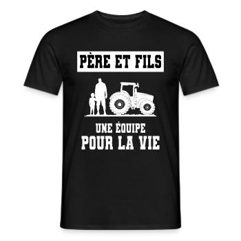 farmer father and son duo man - Men's T-Shirt - black - Front - AI Model Male 178 light (178cm)