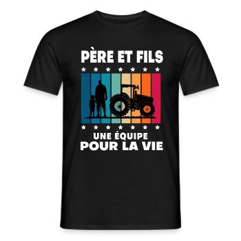 Father and Son Farmer Vintage Man - Men's T-Shirt - black - Front - AI Model Male 178 light (178cm)
