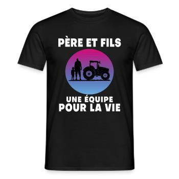 Father and Son Farmer Retro Vintage Man - Men's T-Shirt - black - Front - AI Model Male 178 light (178cm)