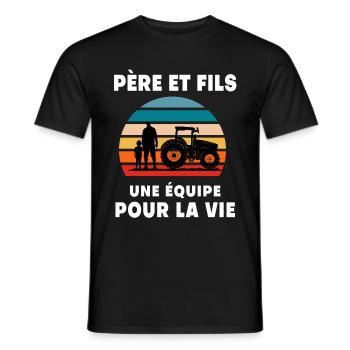 Vater und Sohn Retro Vintage Bauer - Männer T-Shirt - Schwarz - Vorne - AI Model Male 178 light (178cm)