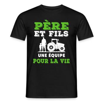 Father and Son Farmer Team for Life Duo - Men's T-Shirt - black - Front - AI Model Male 178 light (178cm)