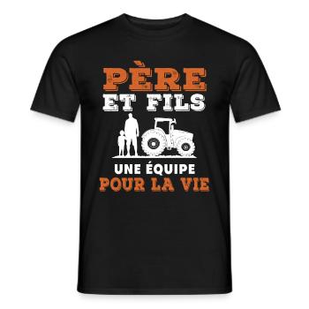 père et fils agriculteur équipe pour la vie vie - T-shirt homme - noir - Devant - AI Model Male 178 light (178cm)