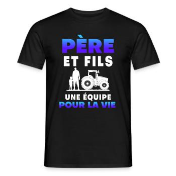 father son farmer team for life duo man - Men's T-Shirt - black - Front - AI Model Male 178 light (178cm)