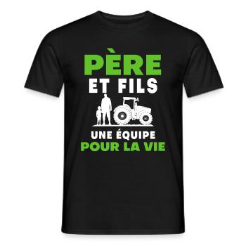 father son farmer team for life dad - Men's T-Shirt - black - Front - AI Model Male 178 light (178cm)