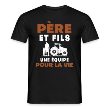 père fils agriculteur équipe pour la vie vie - T-shirt homme - noir - Devant - AI Model Male 178 light (178cm)