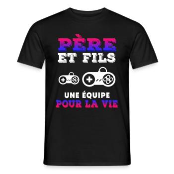 Vater und Sohn Gamer Team Leben Papa Gaming - Männer T-Shirt - Schwarz - Vorne - AI Model Male 178 light (178cm)