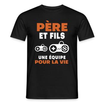 Vater Sohn Gamer Duo Mann Papa Gaming - Männer T-Shirt - Schwarz - Vorne - AI Model Male 178 light (178cm)