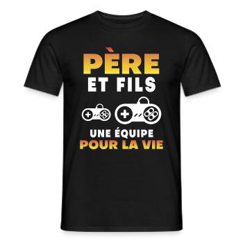 Vater Sohn Gamer Team Leben Papa Gaming - Männer T-Shirt - Schwarz - Vorne - AI Model Male 178 light (178cm)