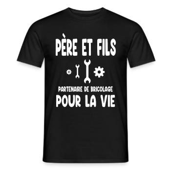 bricolage père et fils partenaire pour la vie papa - T-shirt homme - noir - Devant - AI Model Male 178 light (178cm)