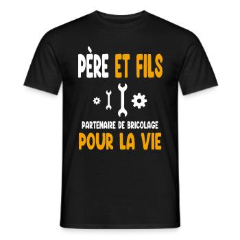 bricolage père et fils partenaire vie papa - T-shirt homme - noir - Devant - AI Model Male 178 light (178cm)