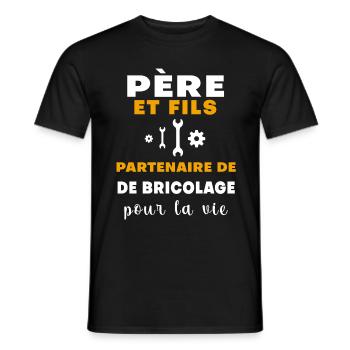 bricolage père et fils papa - T-shirt homme - noir - Devant - AI Model Male 178 light (178cm)