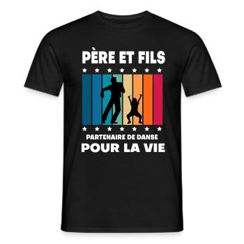 Father and Son Dancing Vintage Man Dad - Men's T-Shirt - black - Front - AI Model Male 178 light (178cm)