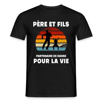 Father and Son Dance Vintage Retro Sunset Dad - Men's T-Shirt - black - Front - AI Model Male 178 light (178cm)