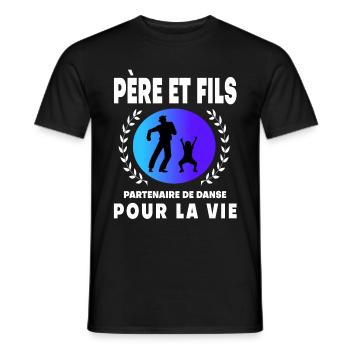 père fils danse rétro vintage homme papa - T-shirt homme - noir - Devant - AI Model Male 178 light (178cm)