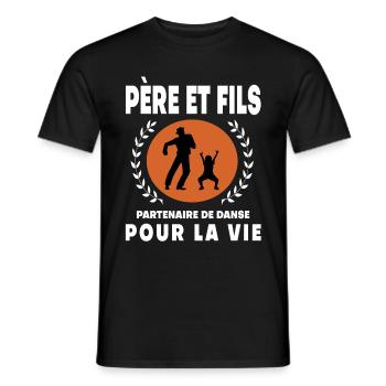 père fils danse vintage rétro papa - T-shirt homme - noir - Devant - AI Model Male 178 light (178cm)