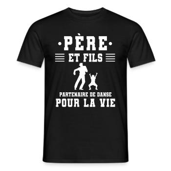père fils danse papa - T-shirt homme - noir - Devant - AI Model Male 178 light (178cm)