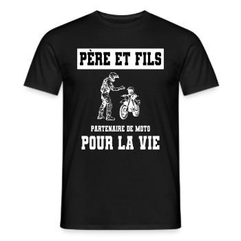 moto père et fils duo homme papa motard - T-shirt homme - noir - Devant - AI Model Male 178 light (178cm)