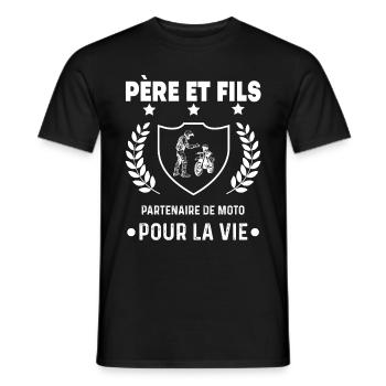 moto père et fils partenaire duo homme papa motard - T-shirt homme - noir - Devant - AI Model Male 178 light (178cm)